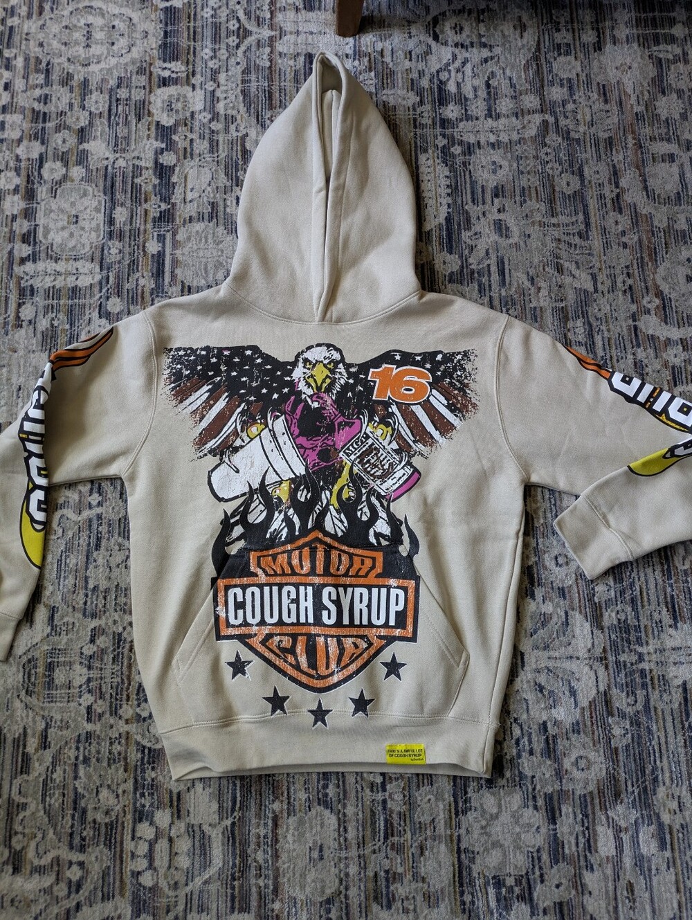 NWOT That's A Awful Lot Of Cough Syrup Desto Dubb Hoodie Cream Sz S